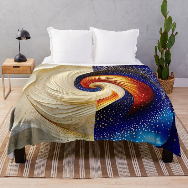 Item preview, Abstract Yin Yang Duality in Blue Gold and White designed and sold by Vicky Brago-Mitchell®.