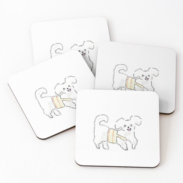 Item preview, Cute Walking White Dog In Harness Art designed and sold by raun.draw.