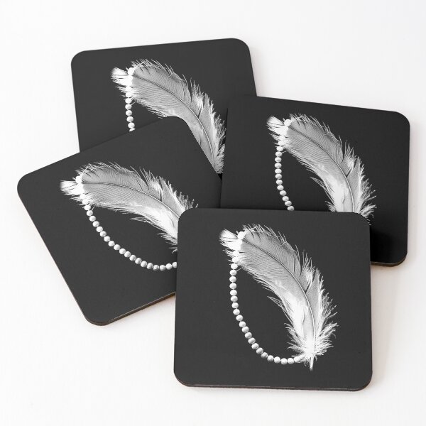 Item preview, Elegant Feather and Pearls – Black and White Vintage Aesthetic designed and sold by inkoutninja.