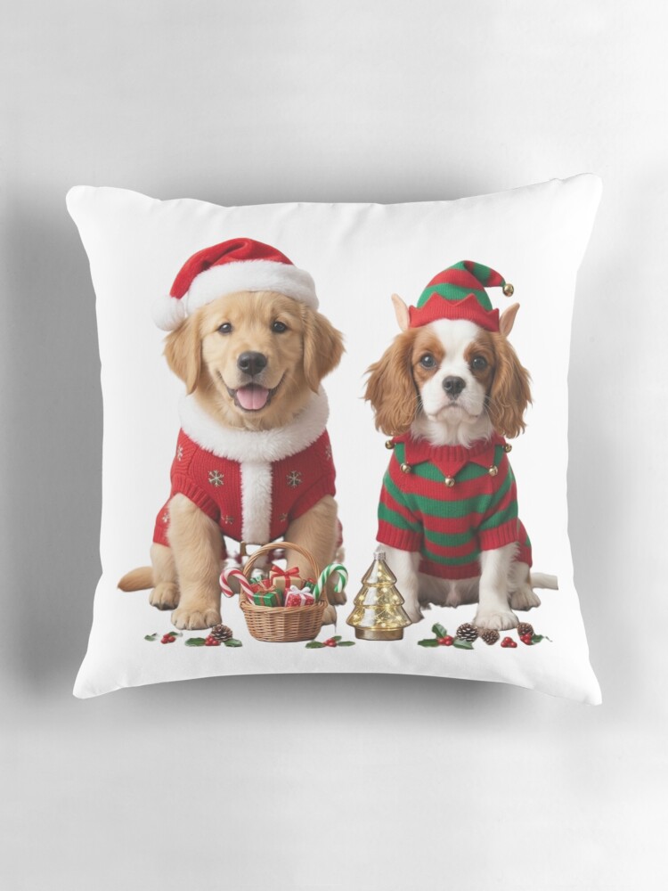 Thumbnail 3 of 4, Pillow, Dogs Christmas designed and sold by InkShiftLabs.