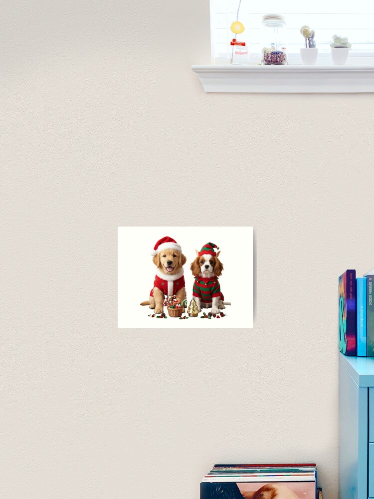Thumbnail 2 of 3, Art Print, Dogs Christmas designed and sold by InkShiftLabs.