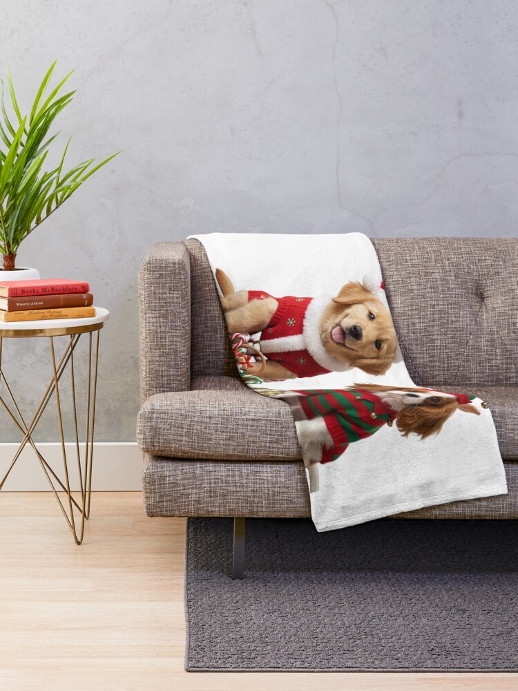 Thumbnail 2 of 6, Throw Blanket, Dogs Christmas designed and sold by InkShiftLabs.