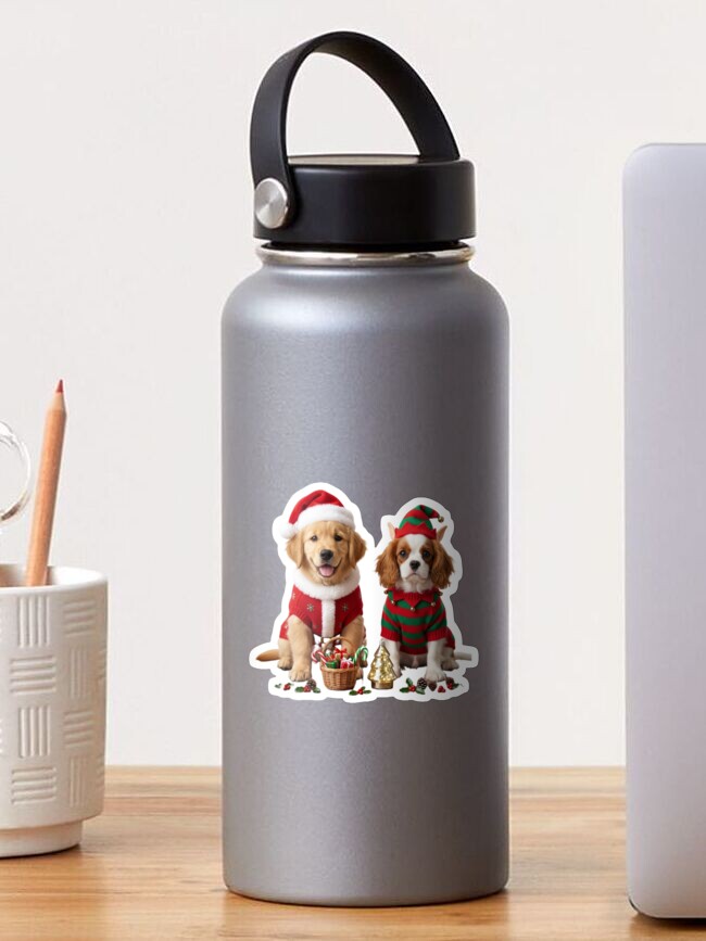 Thumbnail 1 of 3, Sticker, Dogs Christmas designed and sold by InkShiftLabs.