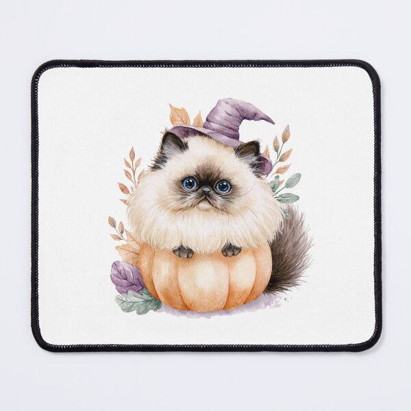 Item preview, Cute Birman Cat in Pumpkin Witch Hat Autumn Watercolor designed and sold by TheAnimalZ00.