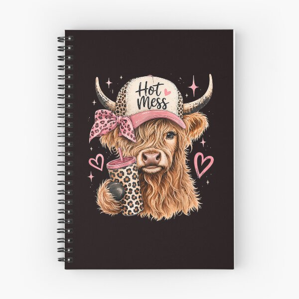 Item preview, Cute Pink Leopard Hot Mess Highland Cow designed and sold by ImeldaSparks.