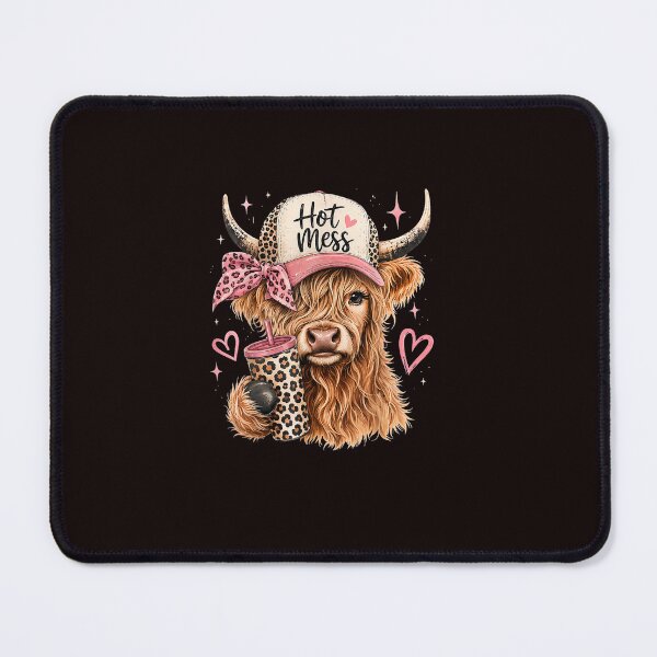 Item preview, Cute Pink Leopard Hot Mess Highland Cow designed and sold by ImeldaSparks.
