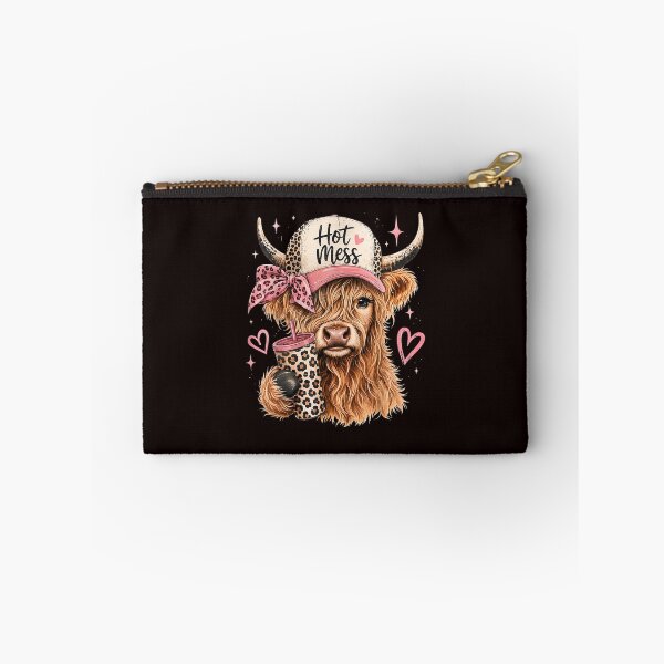 Item preview, Cute Pink Leopard Hot Mess Highland Cow designed and sold by ImeldaSparks.