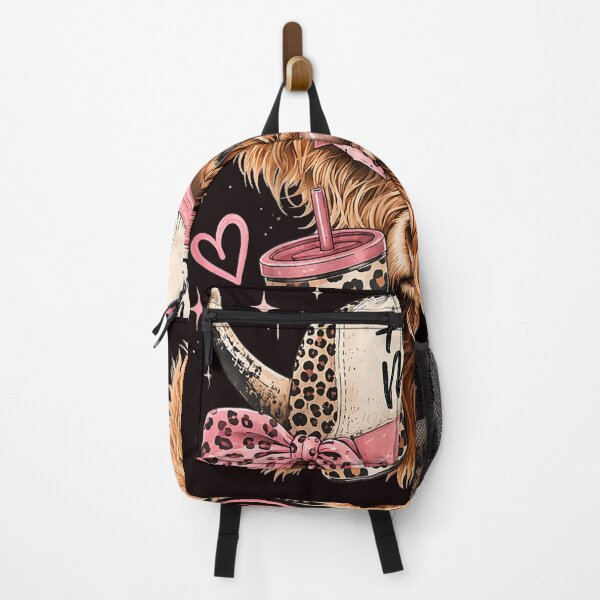 Item preview, Cute Pink Leopard Hot Mess Highland Cow designed and sold by ImeldaSparks.