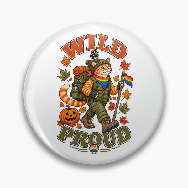 Item preview, Wild & Proud LGBTQ Hiking Shirt, Pride Cat T-Shirt designed and sold by GroveLaneCreative.