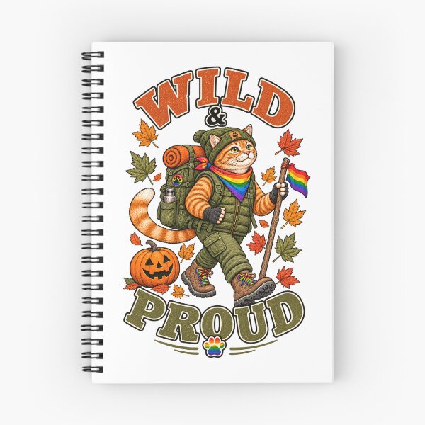 Item preview, Wild & Proud LGBTQ Hiking Shirt, Pride Cat T-Shirt designed and sold by GroveLaneCreative.