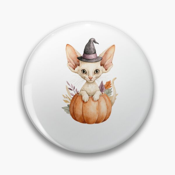 Item preview, Cute Cornish Rex Cat in Pumpkin Witch Hat Autumn Watercolor designed and sold by TheAnimalZ00.