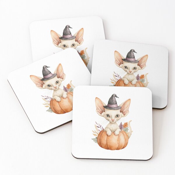 Item preview, Cute Cornish Rex Cat in Pumpkin Witch Hat Autumn Watercolor designed and sold by TheAnimalZ00.