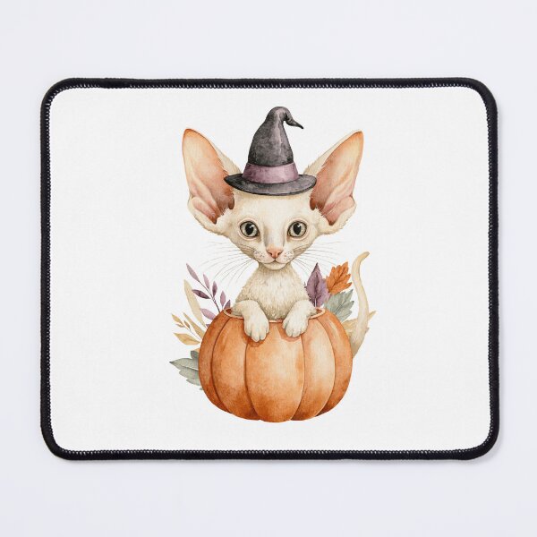 Item preview, Cute Cornish Rex Cat in Pumpkin Witch Hat Autumn Watercolor designed and sold by TheAnimalZ00.