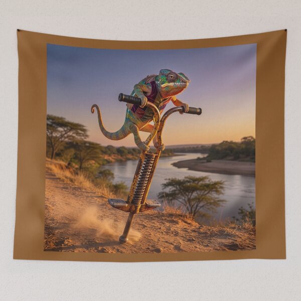Item preview, Determined Chameleon Hops Hops Down the River Bank designed and sold by Tridentulus.