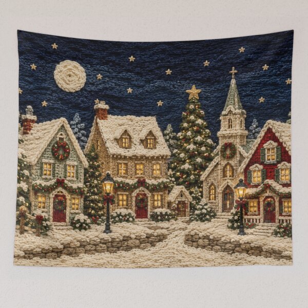 Aperçu de l'œuvre Village de Noël Cozy Yarn – Un pays des merveilles hivernal tricoté créée et vendue par GSizzle1.
