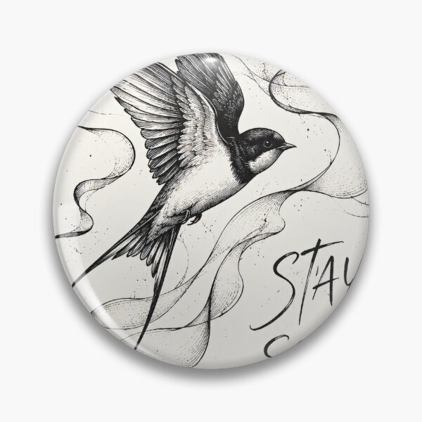 Item preview, Stay Soft Swallow Bird Line Art Print | Minimalist Ink Illustration Quote Wall Art designed and sold by SoftSpaceDesign.
