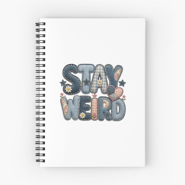 Item preview, Stay Weird Patchwork Denim Retro Typography designed and sold by DonnaByPT.
