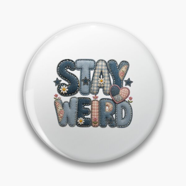 Item preview, Stay Weird Patchwork Denim Retro Typography designed and sold by DonnaByPT.