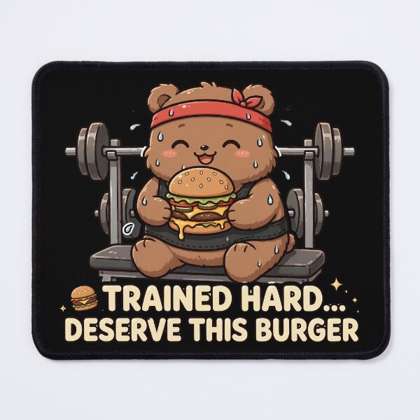 Item preview, Trained Hard Deserve This Burger - Funny Gym Bear Cheat Day designed and sold by TeeMint5.