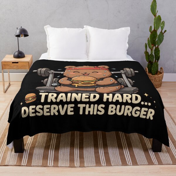 Item preview, Trained Hard Deserve This Burger - Funny Gym Bear Cheat Day designed and sold by TeeMint5.