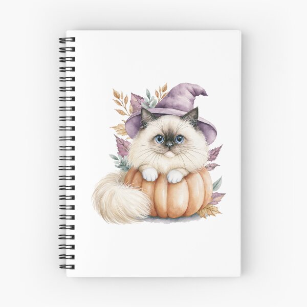 Item preview, Cute Himalayan Cat in Pumpkin Witch Hat Autumn Watercolor designed and sold by TheAnimalZ00.