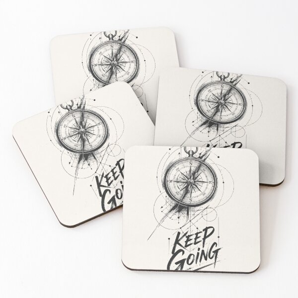 Item preview, Keep Going Compass Motivational Typography Print designed and sold by SoftSpaceDesign.