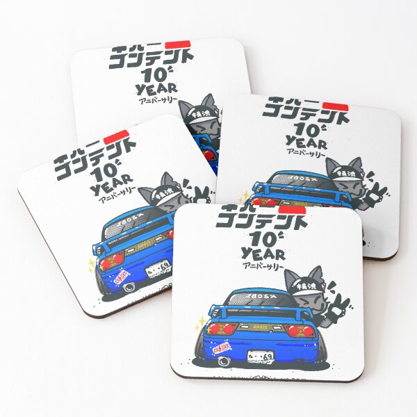 Item preview, Rear View Speed: Blue JDM Car and Cat Companion designed and sold by NevercontentJAP.