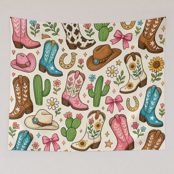 Item preview, Cowboy Boot Mini Print | Cute Western Cowgirl Boots Floral Pattern designed and sold by RJACreative.