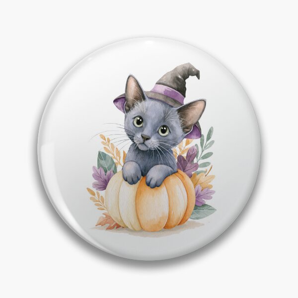 Item preview, Cute Korat Cat in Pumpkin Witch Hat Autumn Watercolor designed and sold by TheAnimalZ00.