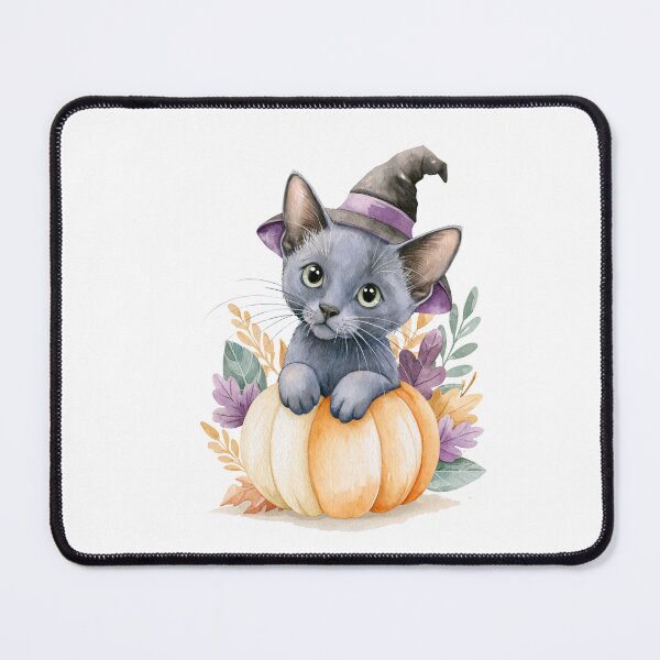 Item preview, Cute Korat Cat in Pumpkin Witch Hat Autumn Watercolor designed and sold by TheAnimalZ00.