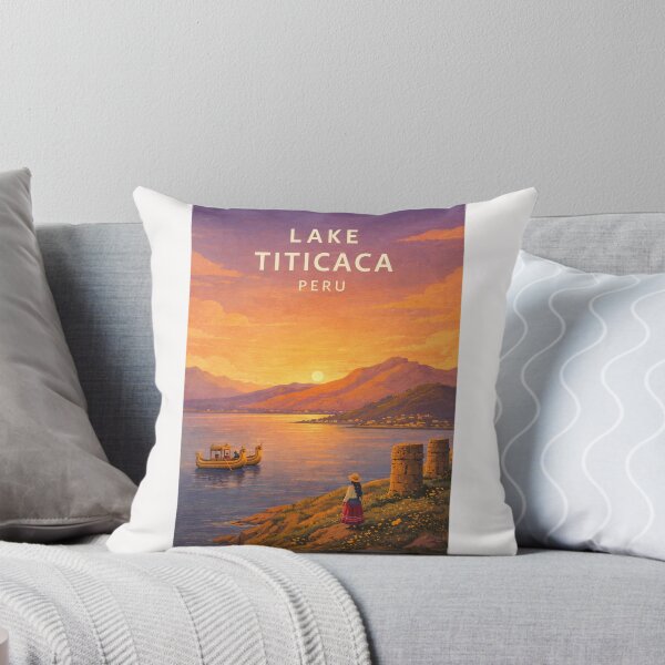 Item preview, Lake Titicaca Peru at Sunset with Andes and Traditional Reed Boat designed and sold by Places On Earth.