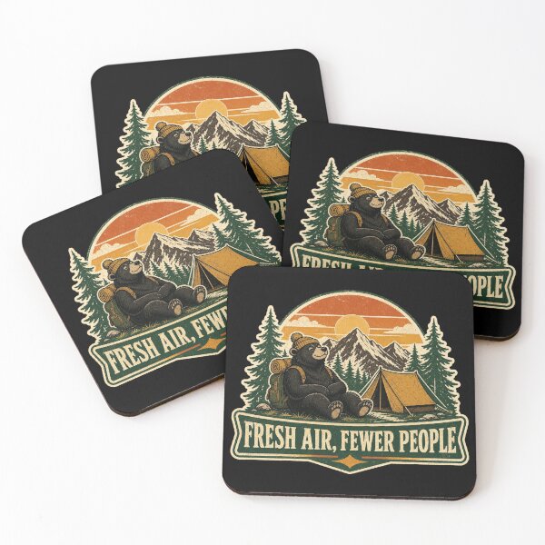 Item preview, Fresh Air, Fewer People - Camping Bear Outdoors designed and sold by Graphic Vibe Designs.
