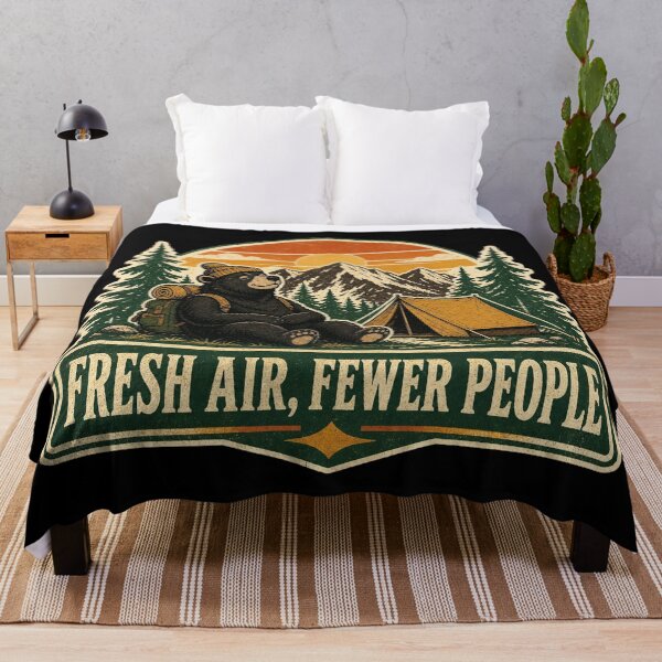 Item preview, Fresh Air, Fewer People - Camping Bear Outdoors designed and sold by Graphic Vibe Designs.