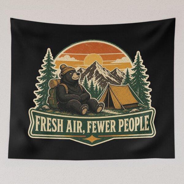 Item preview, Fresh Air, Fewer People - Camping Bear Outdoors designed and sold by Graphic Vibe Designs.