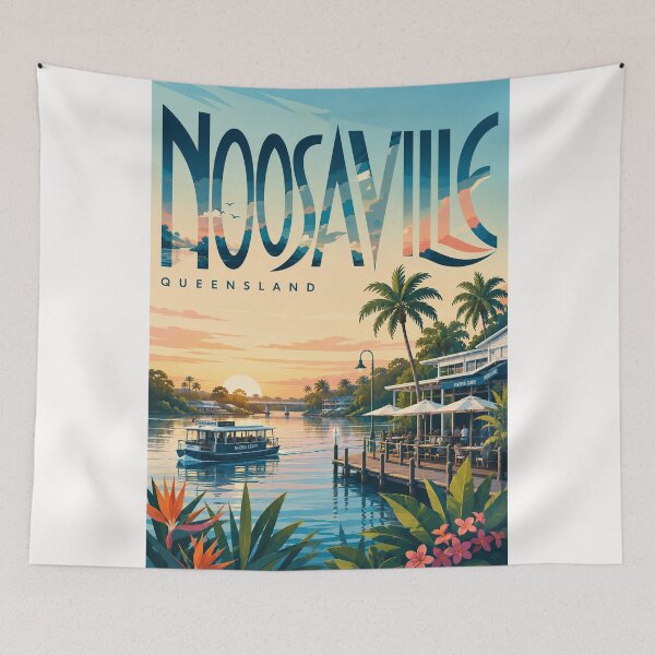 Item preview, Noosaville Queensland Noosa River Sunset Ferry and Tropical Waterfront designed and sold by Places On Earth.