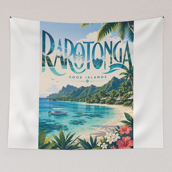 Item preview, Rarotonga Cook Islands Muri Lagoon Tropical Mountain Shore designed and sold by Places On Earth.
