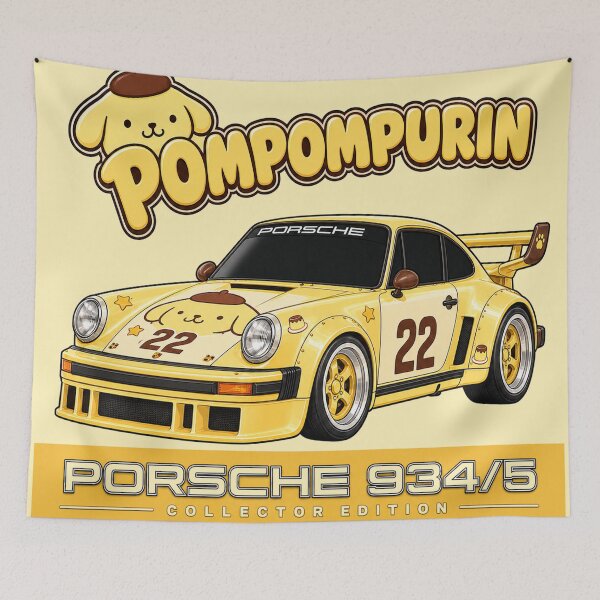 Item preview, Pompompurin Custard Yellow Porsche 934/5 designed and sold by jubileuuu.