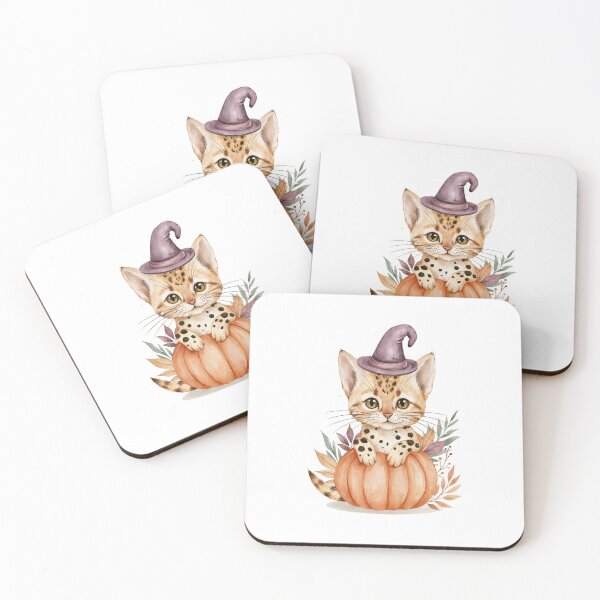 Item preview, Cute Ocicat Cat in Pumpkin Witch Hat Autumn Watercolor designed and sold by TheAnimalZ00.