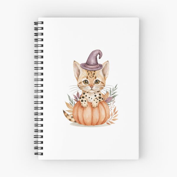 Item preview, Cute Ocicat Cat in Pumpkin Witch Hat Autumn Watercolor designed and sold by TheAnimalZ00.