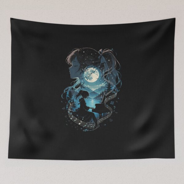 Item preview, Anime Girl Piano Player Floral Moon Music Teacher Student designed and sold by FrankIsabel.