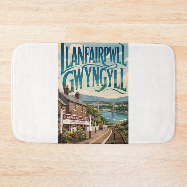 Item preview, Llanfairpwllgwyngyll Wales Menai Strait Railway and Britannia Bridge designed and sold by Places On Earth.