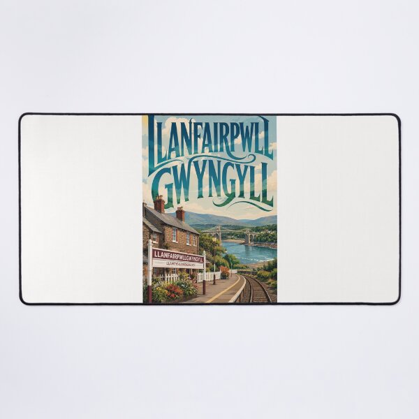 Item preview, Llanfairpwllgwyngyll Wales Menai Strait Railway and Britannia Bridge designed and sold by Places On Earth.