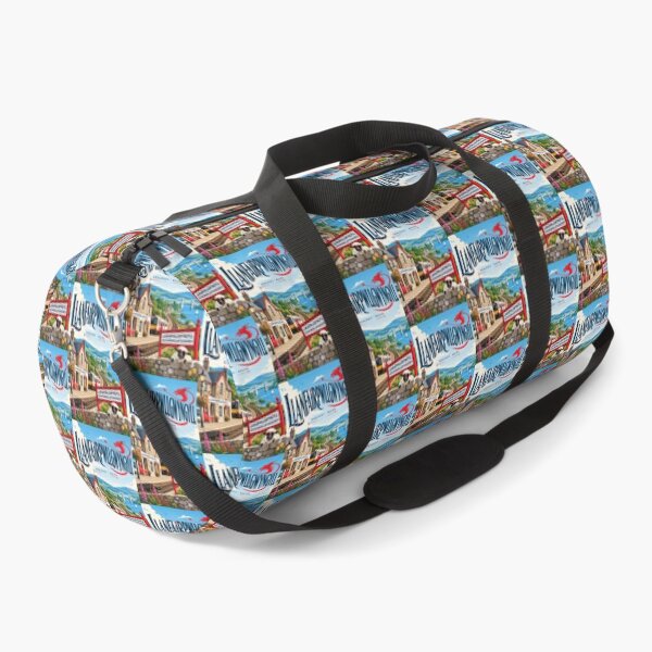 Item preview, Llanfairpwllgwyngyll Anglesey Railway Station Menai Strait and Welsh Dragon designed and sold by Places On Earth.
