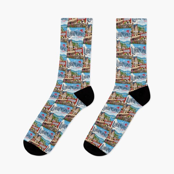 Item preview, Llanfairpwllgwyngyll Anglesey Railway Station Menai Strait and Welsh Dragon designed and sold by Places On Earth.