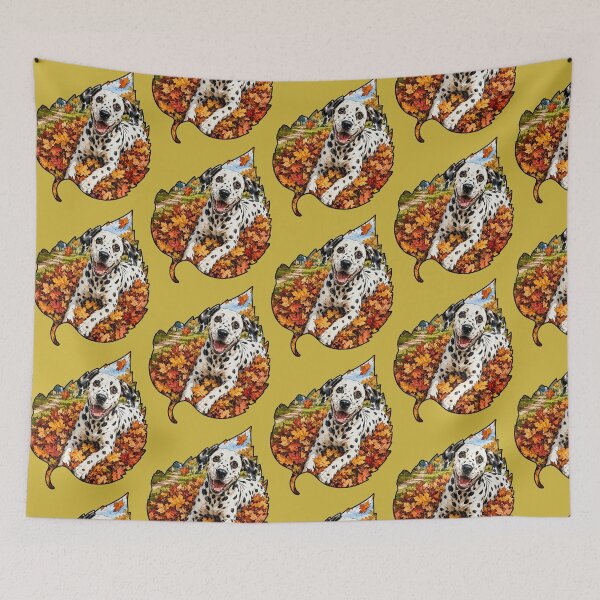 Item preview, Fall Dalmatian Playing In Autumn Leaves designed and sold by Lion and Lamb Design.