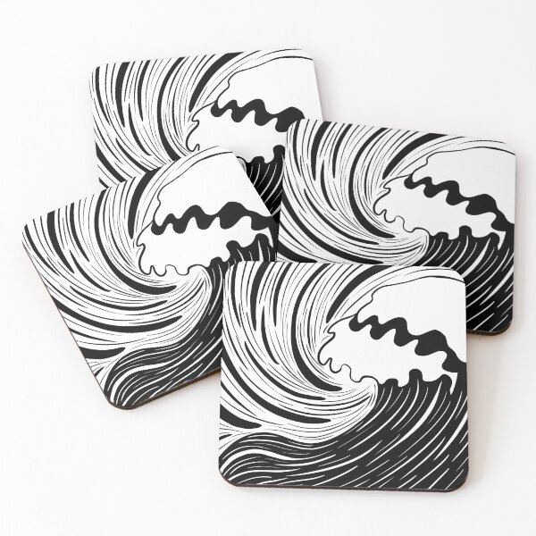 Item preview, Black and white ocean waves abstract line art designed and sold by Blooom313.