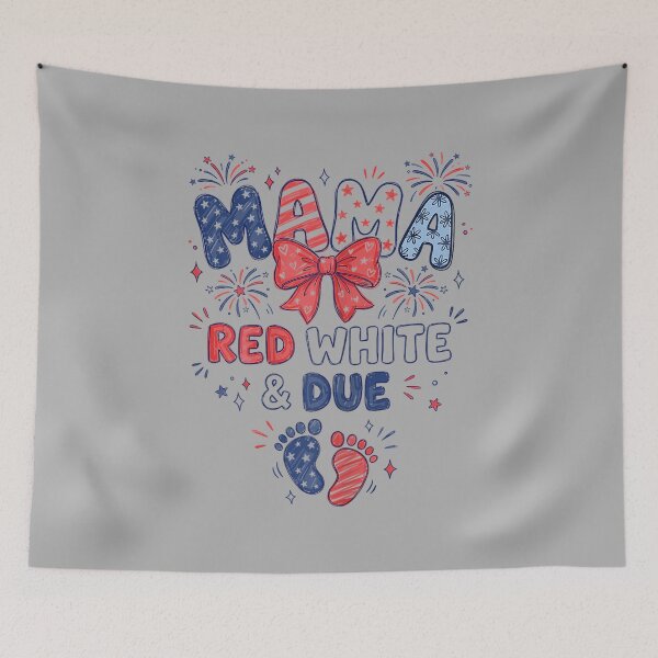 Item preview, Mama Red White and Due 4th of July Pregnancy Announcement designed and sold by ArleneRowe.