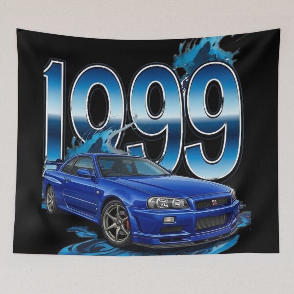 Item preview, 1999 Blue Nissan Skyline GTR R34 Street Style Graphic Art designed and sold by Bubble-Bay Shop.