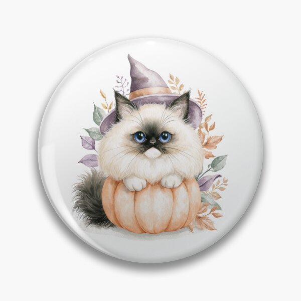 Item preview, Cute Ragdoll Cat in Pumpkin Witch Hat Autumn Watercolor designed and sold by TheAnimalZ00.