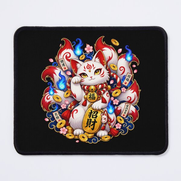 Item preview, Lucky Nine-Tailed Cat | Maneki Neko | Japanese Fortune & Prosperity designed and sold by MrDev.